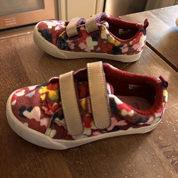 Pediped Avery Flex Floral Sneaker Winter Shoes Burgundy- Size 29- US 12 - 12.5 - Picture 1 of 4